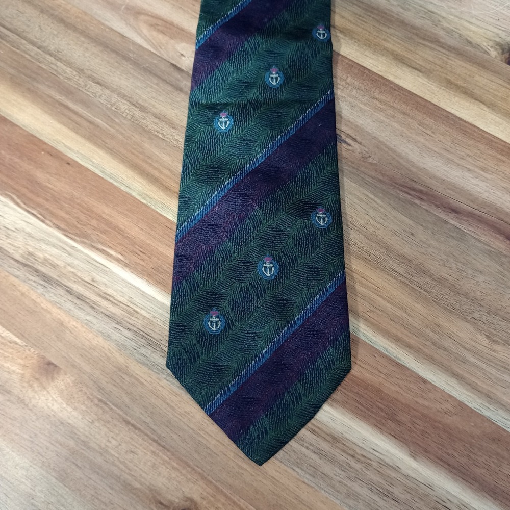 Canasta Tie Necktie 100% Silk Made in Italy Repp Stripe Anchor Sailing Nautical‎